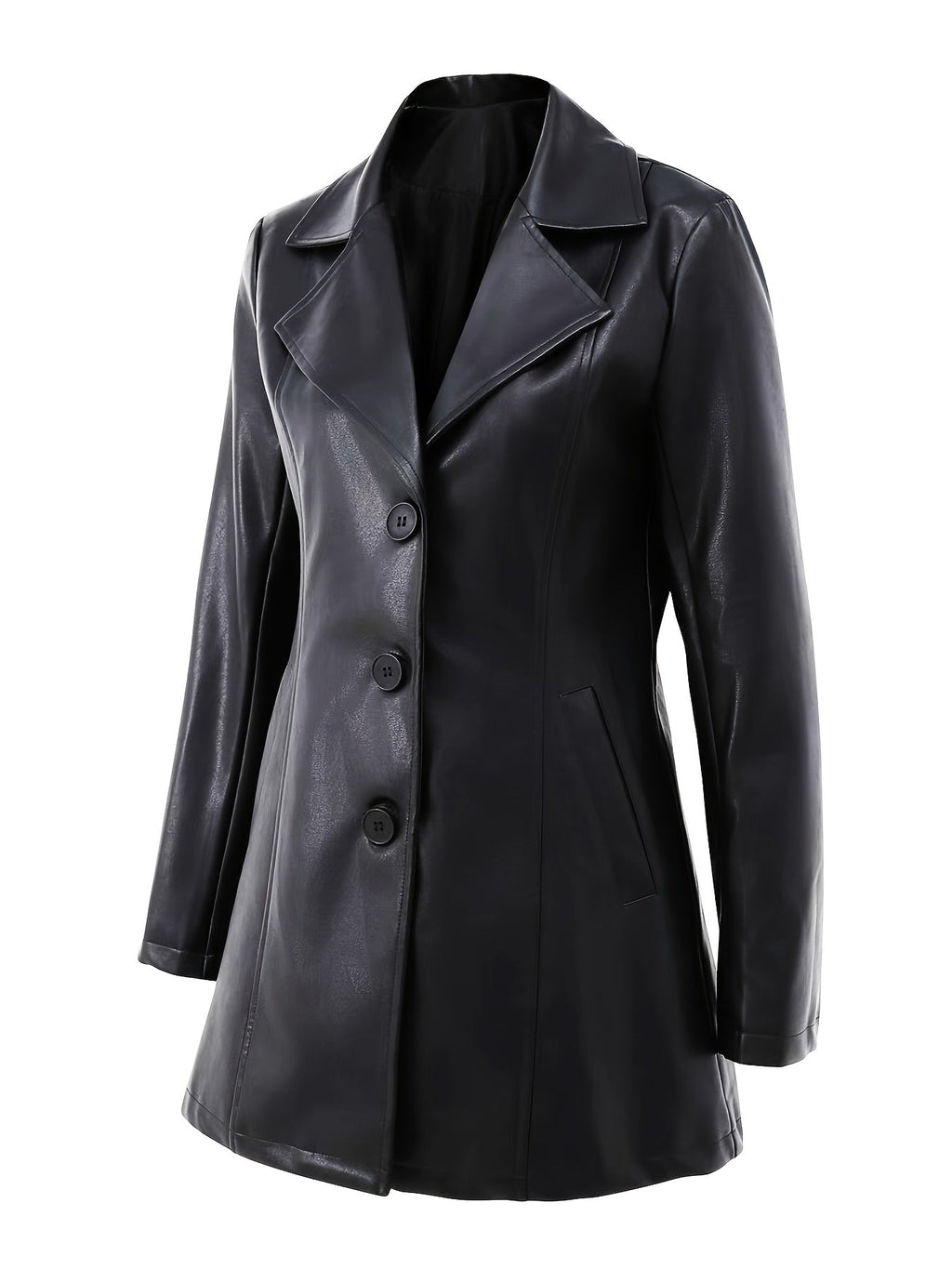 Vivian | Women's Lapel Coat | Faux Leather · PNY