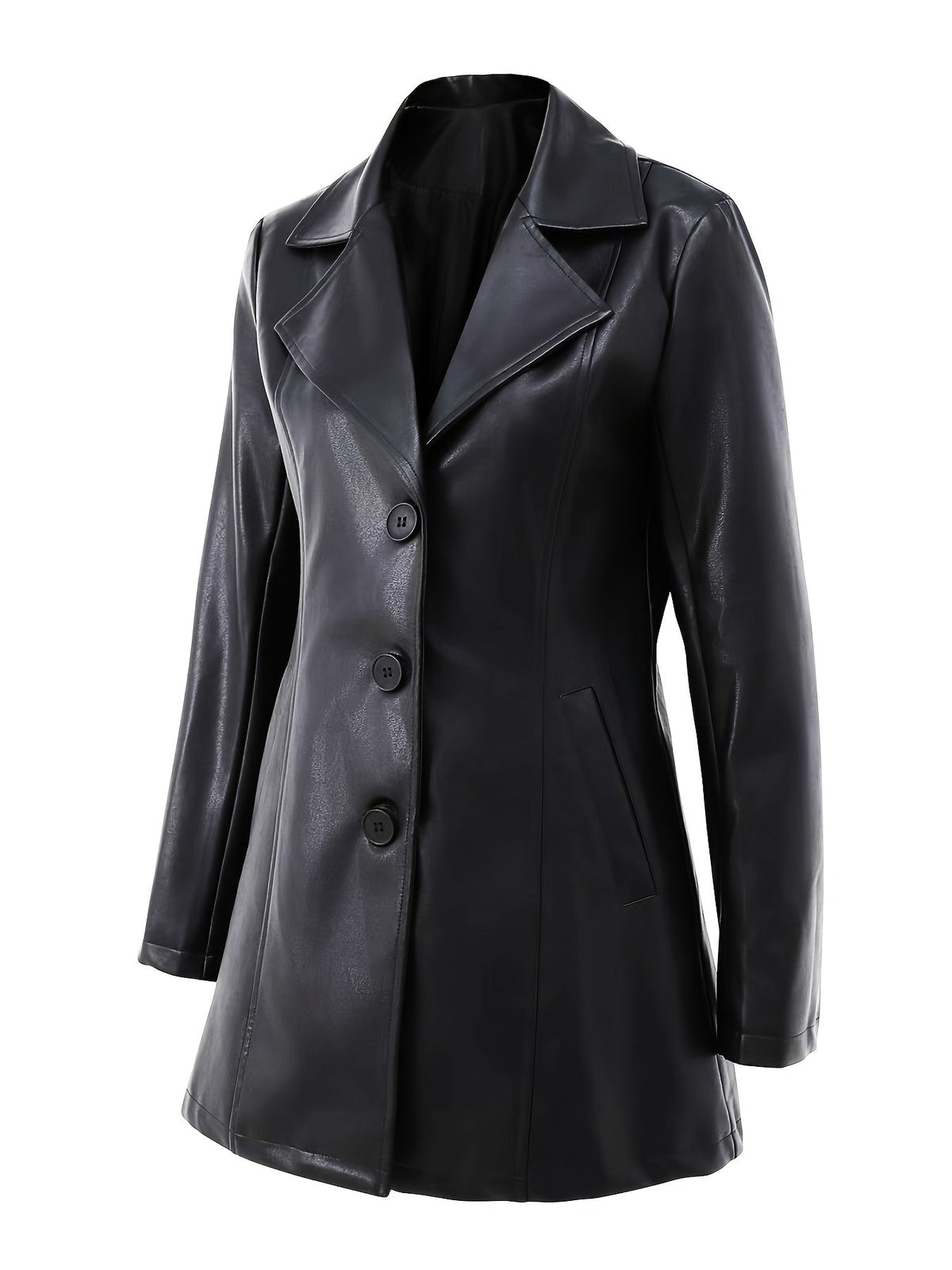 Vivian | Women's Lapel Coat | Faux Leather · PNY