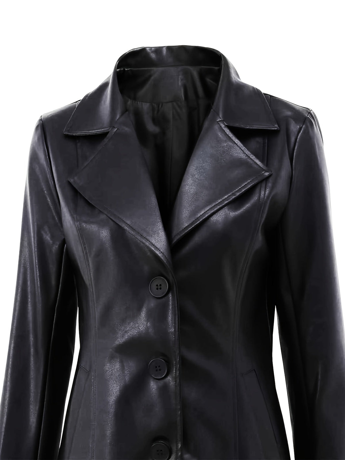 Vivian | Women's Lapel Coat | Faux Leather · PNY