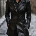 Vivian | Women's Lapel Coat | Faux Leather