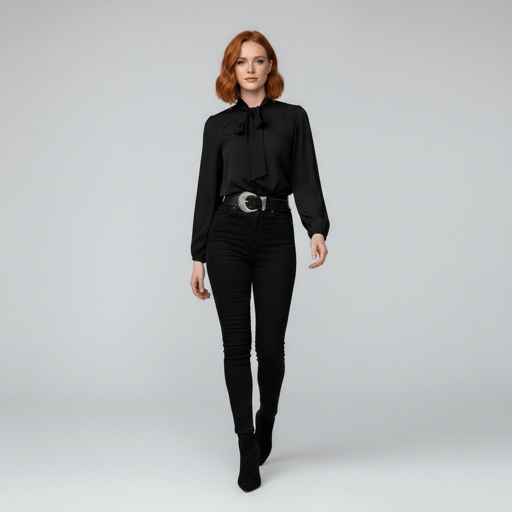 Vivian | Women's Long-Sleeve Blouse | Bow-Tie Neck · PNY