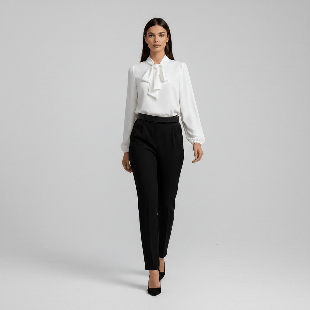 Vivian | Women's Long-Sleeve Blouse | Bow-Tie Neck · PNY