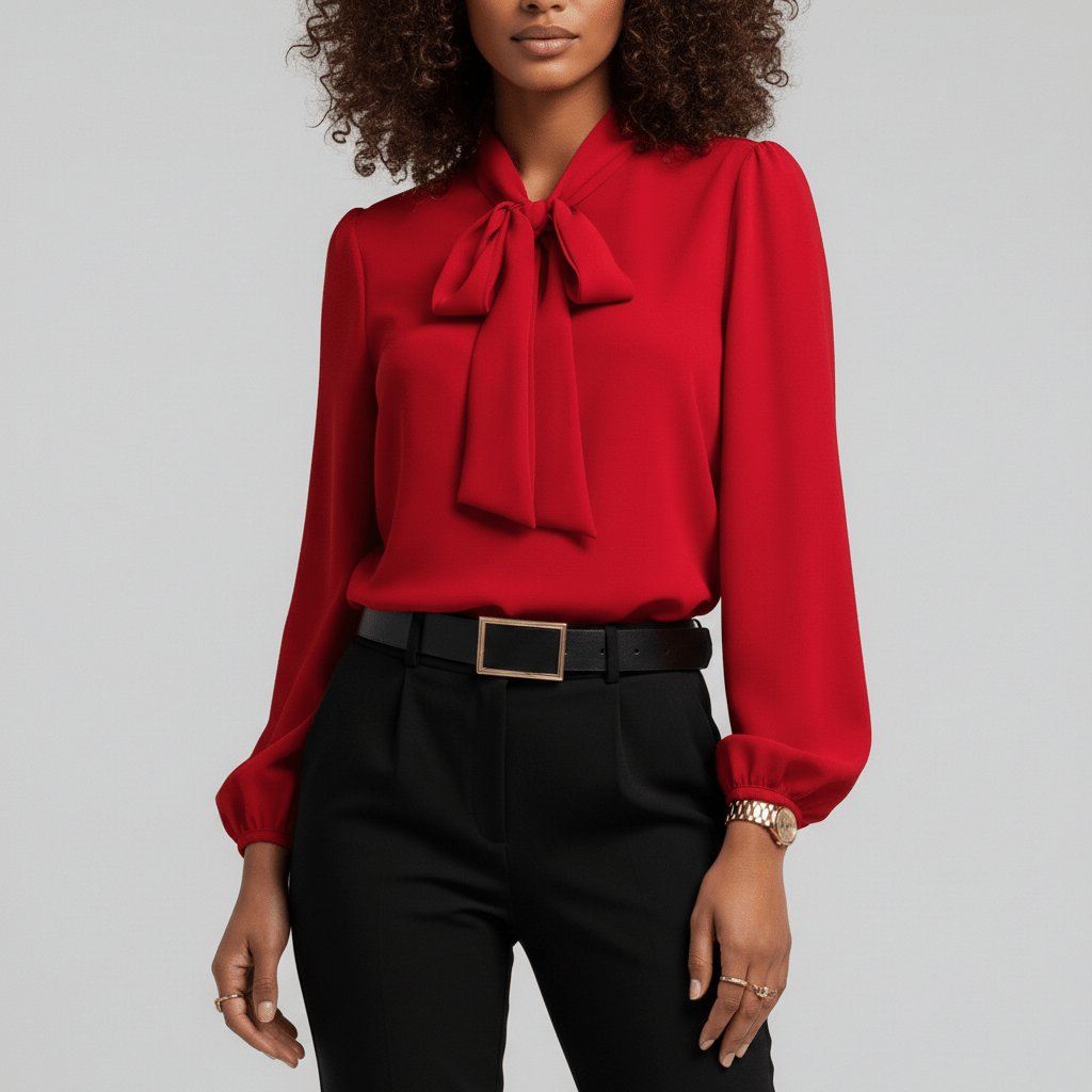Vivian | Women's Long-Sleeve Blouse | Bow-Tie Neck · PNY