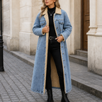 Vivian | Women's Longline Denim Coat | Sherpa-Lined · PNY
