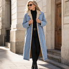 Vivian | Women's Longline Denim Coat | Sherpa-Lined · PNY