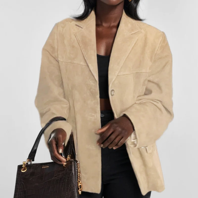 Vivian | Women's Oversized Blazer | Suede Notch-Lapel · PNY