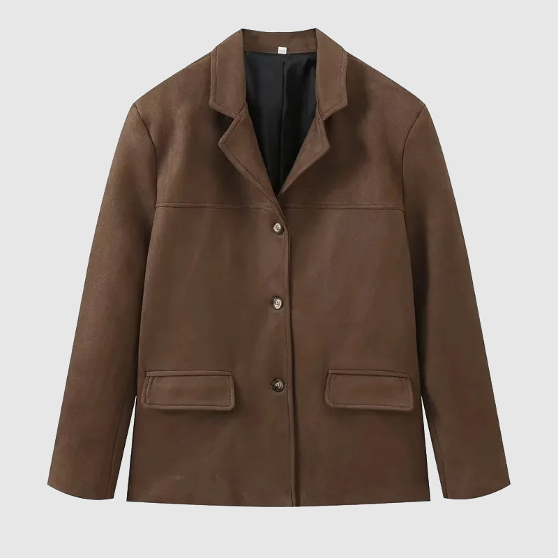 Vivian | Women's Oversized Blazer | Suede Notch-Lapel · PNY