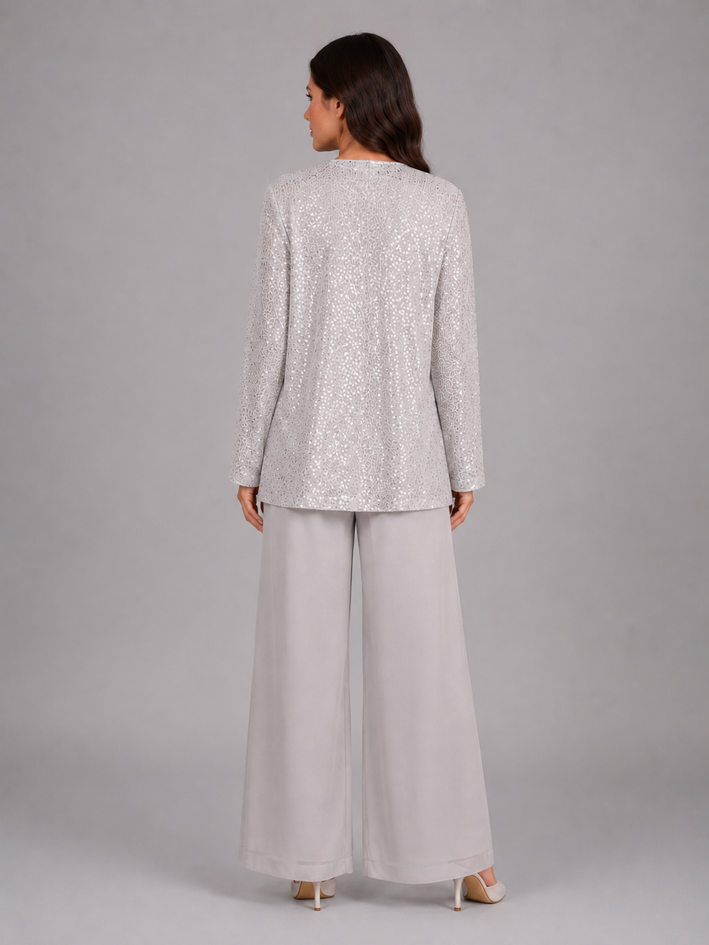 Vivian | Women's Sequin Three-Piece Pant Set | Open-Front Jacket · PNY