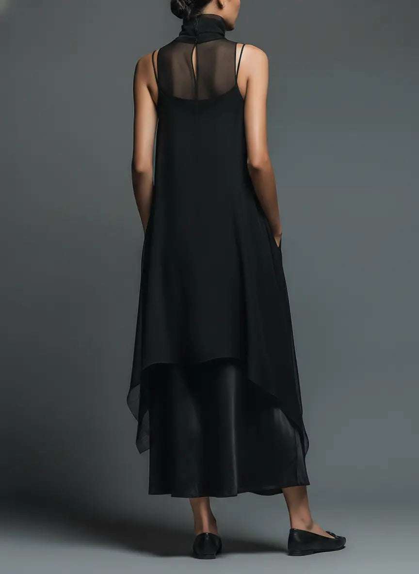 Vivian | Women's Sleeveless Maxi Dress | Sheer Overlay · PNY