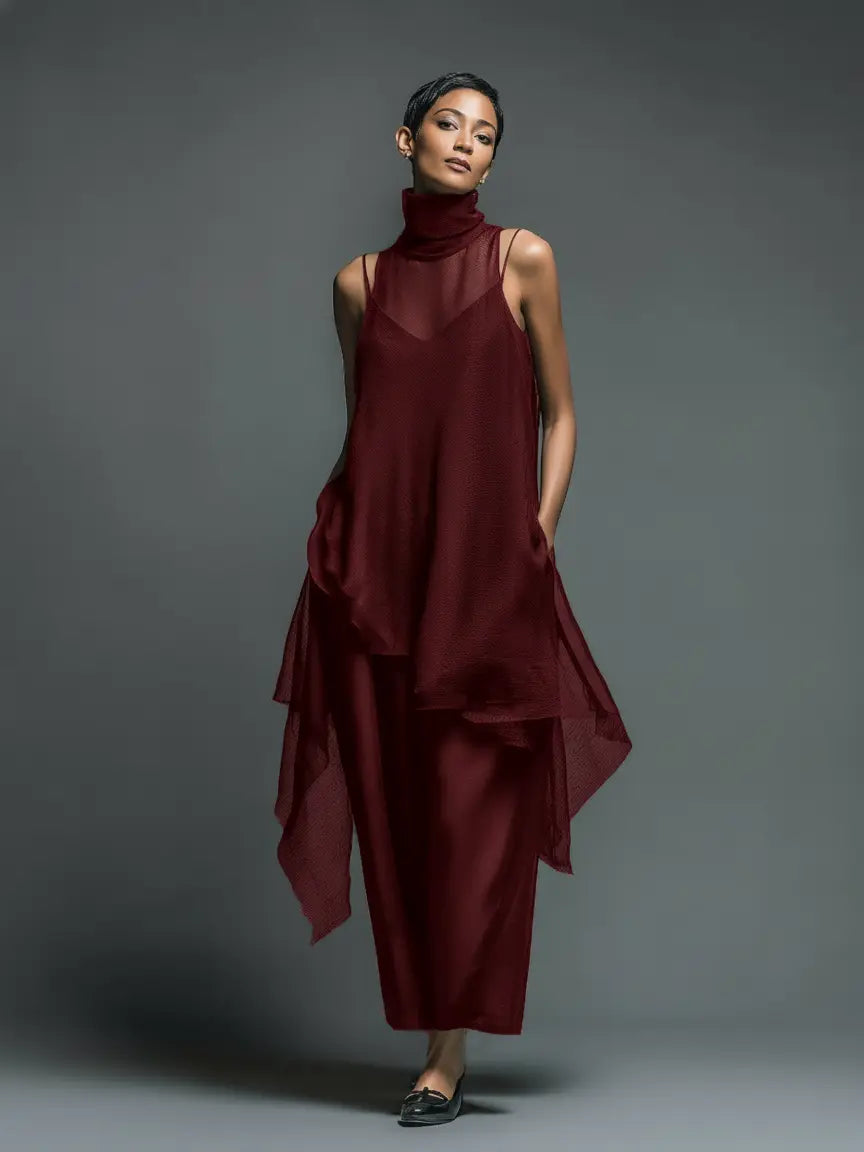 Vivian | Women's Sleeveless Maxi Dress | Sheer Overlay · PNY