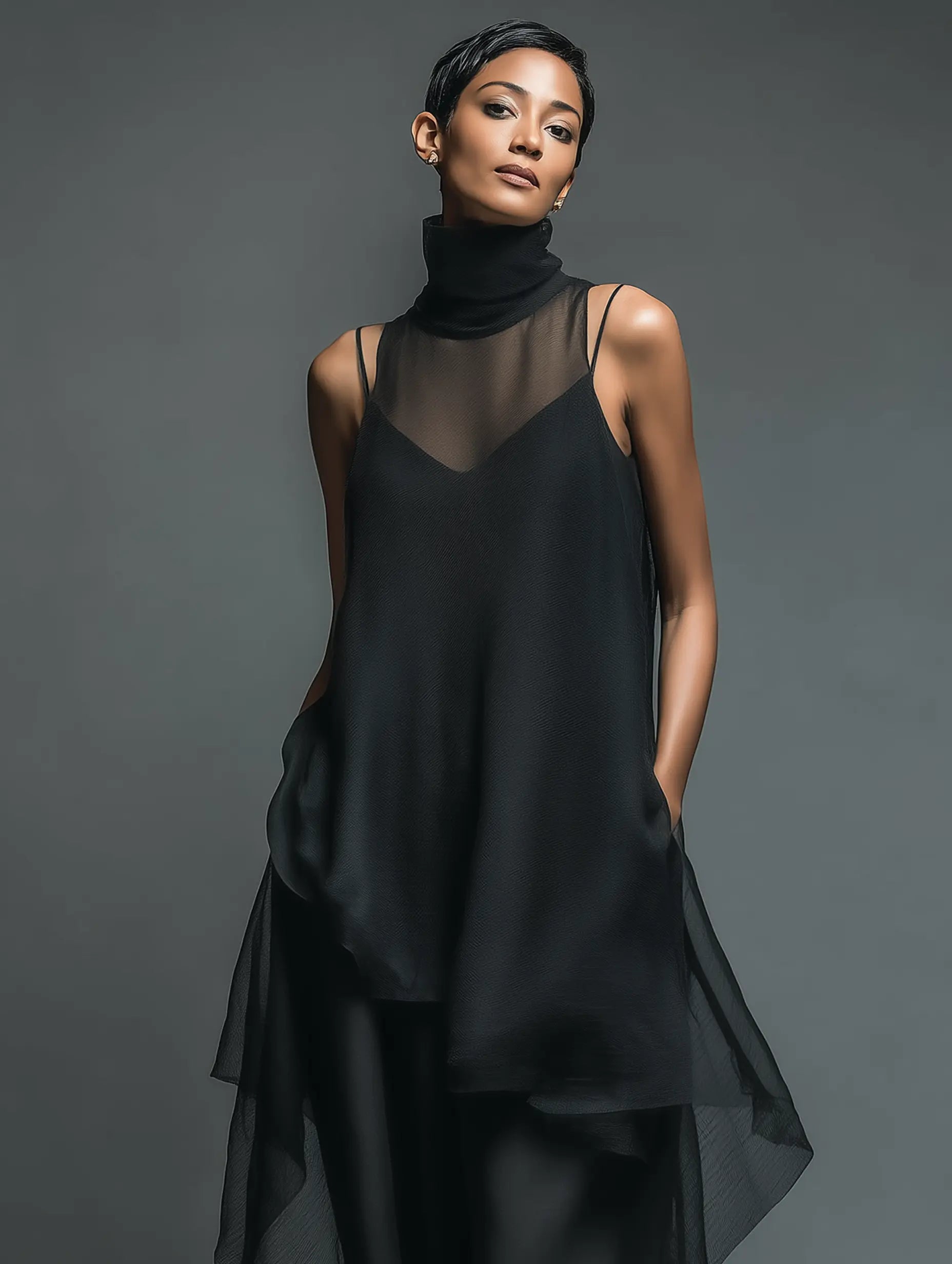 Vivian | Women's Sleeveless Maxi Dress | Sheer Overlay · PNY