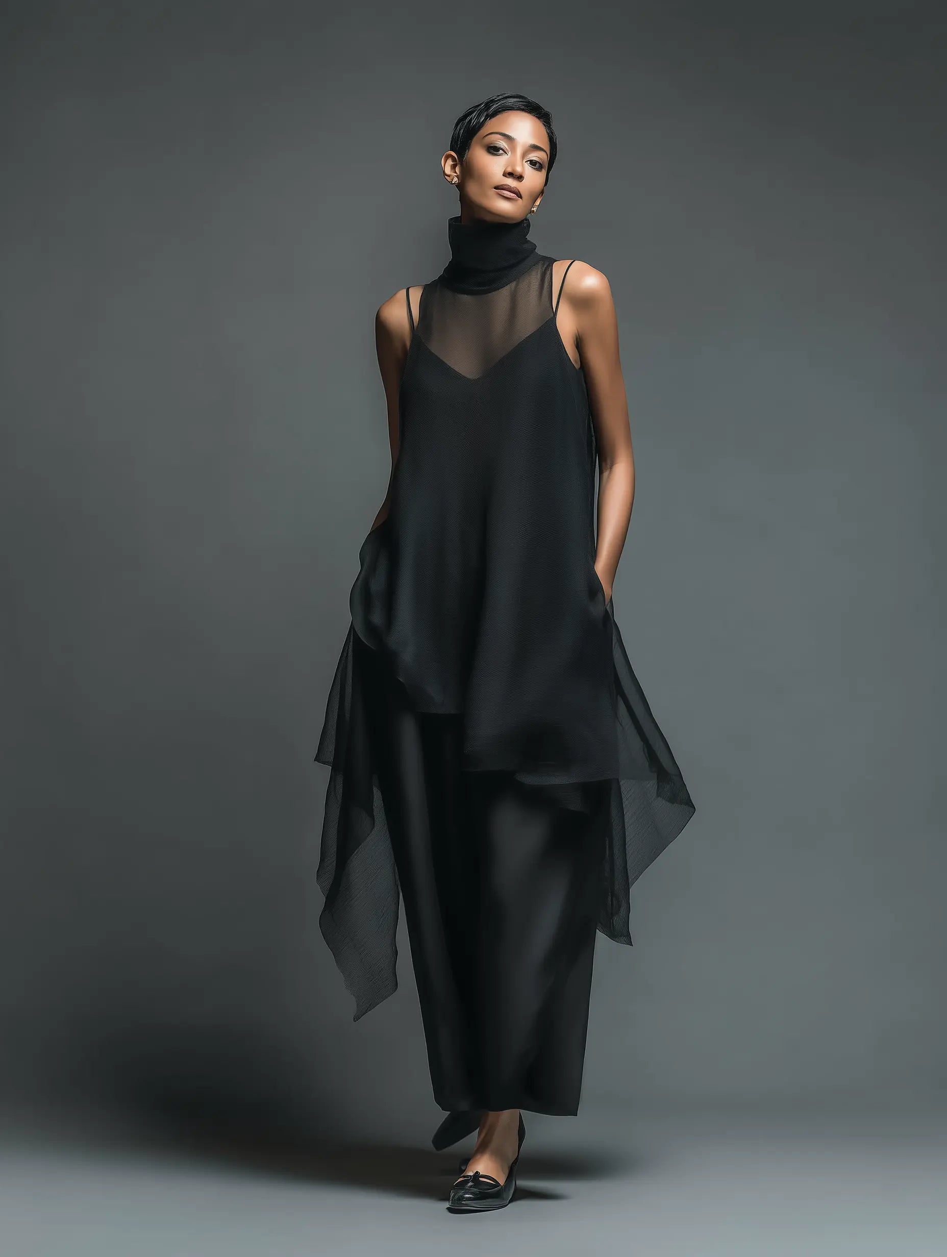 Vivian | Women's Sleeveless Maxi Dress | Sheer Overlay · PNY