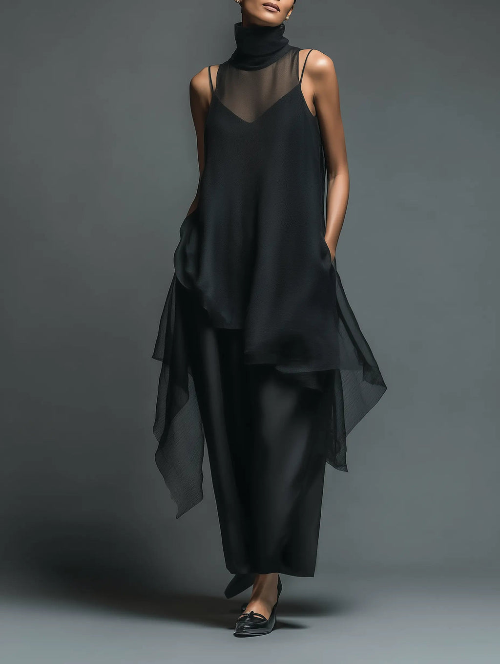 Vivian | Women's Sleeveless Maxi Dress | Sheer Overlay · PNY