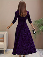 Vivian | Women's Square-Neck Maxi Dress | Floral Embossed · PNY