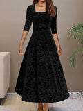 Vivian | Women's Square-Neck Maxi Dress | Floral Embossed · PNY