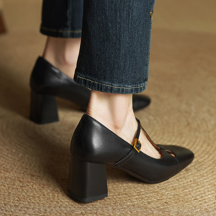 Vivian | Women's T-Strap Mary Jane Heels | Block Heel · PNY