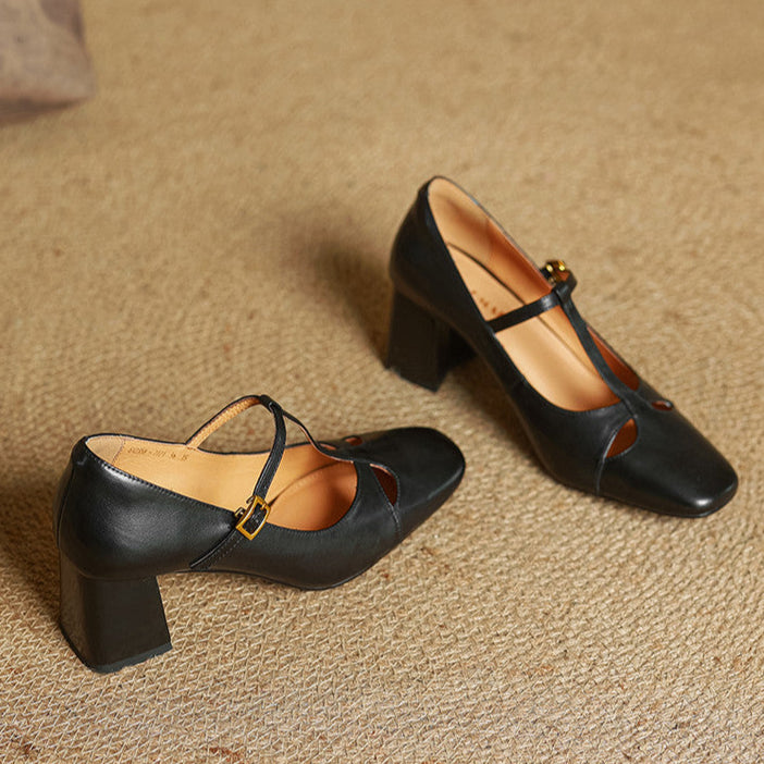 Vivian | Women's T-Strap Mary Jane Heels | Block Heel · PNY