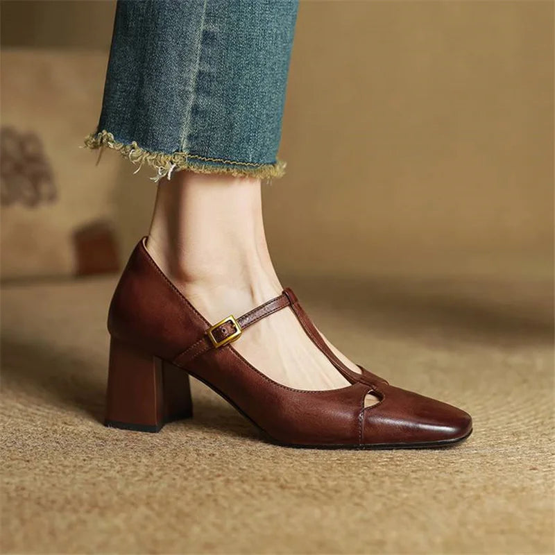 Vivian | Women's T-Strap Mary Jane Heels | Block Heel · PNY