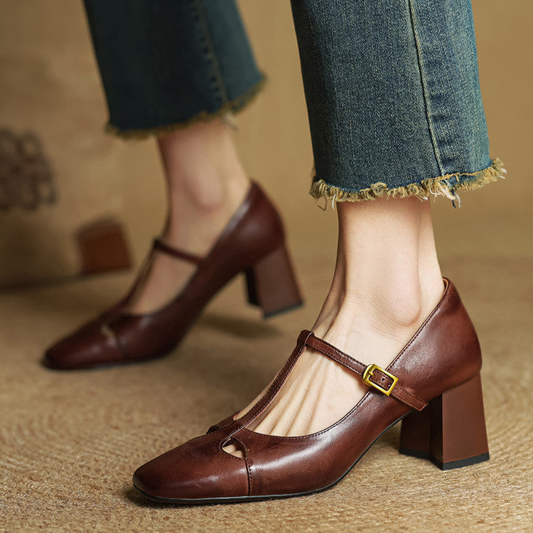 Vivian | Women's T-Strap Mary Jane Heels | Block Heel · PNY
