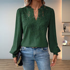 Vivian | Women's V-Neck Blouse | Lace Trim · PNY