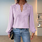 Vivian | Women's V-Neck Blouse | Lace Trim · PNY