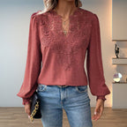 Vivian | Women's V-Neck Blouse | Lace Trim · PNY