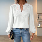 Vivian | Women's V-Neck Blouse | Lace Trim · PNY
