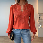 Vivian | Women's V-Neck Blouse | Lace Trim · PNY