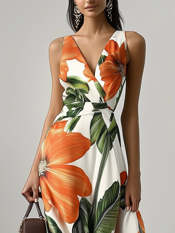 Vivian | Women's V-Neck Maxi Dress | Floral Print · PNY