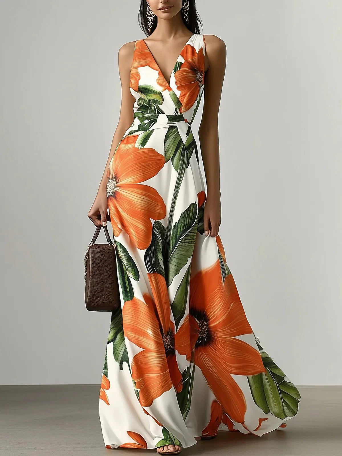 Vivian | Women's V-Neck Maxi Dress | Floral Print · PNY