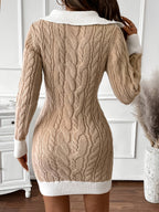 Vivian | Women's V-Neck Sweater Dress | Cable Knit · PNY