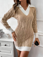 Vivian | Women's V-Neck Sweater Dress | Cable Knit · PNY
