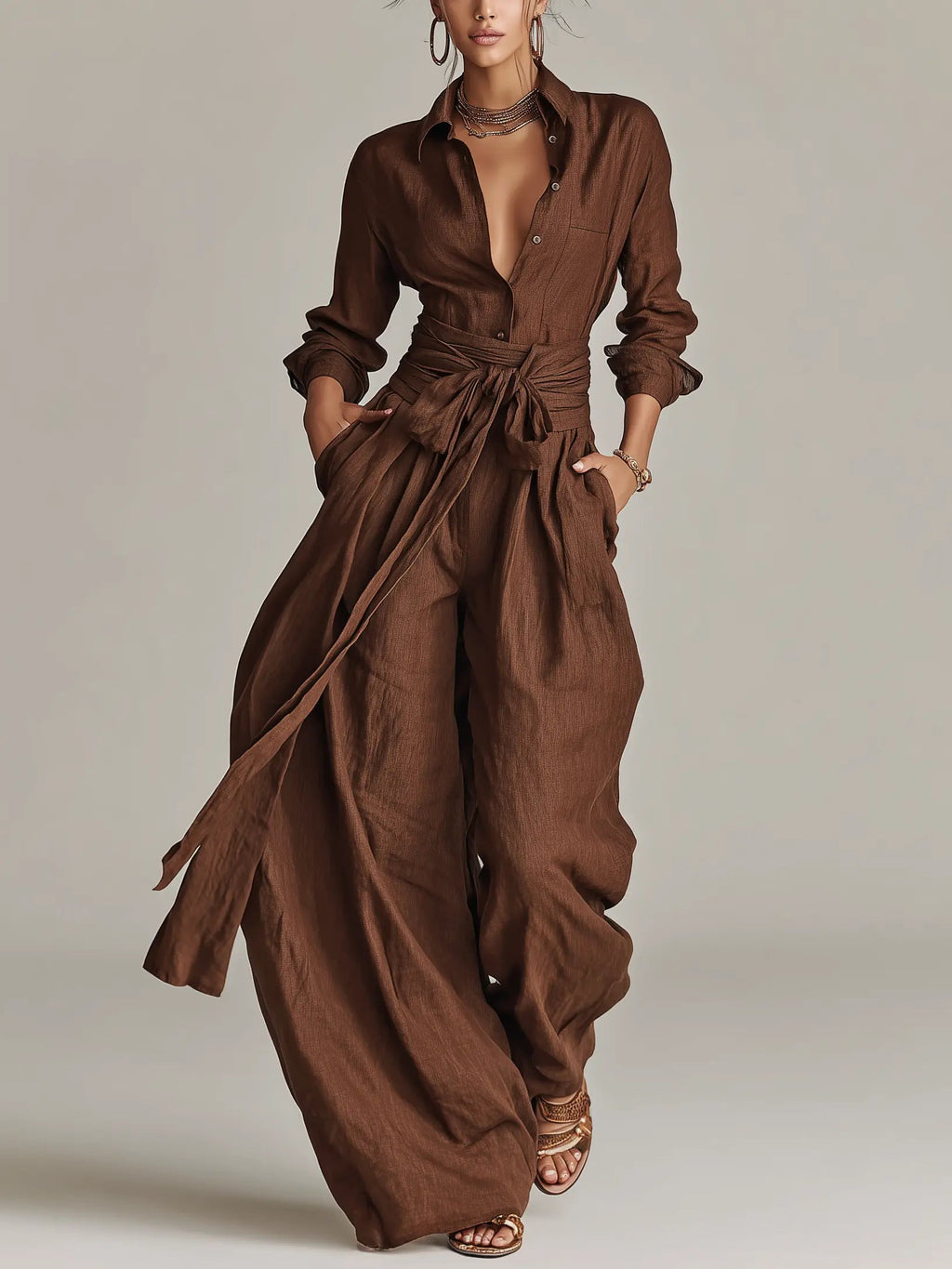 Vivian | Women's Wide-Leg Jumpsuit | Tie Waist · PNY