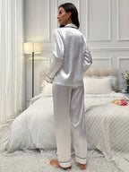 Vivienne | Women's Button-Front Pajama Set | Satin · PNY