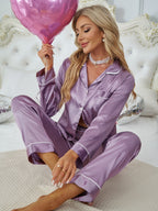 Vivienne | Women's Button-Front Pajama Set | Satin · PNY