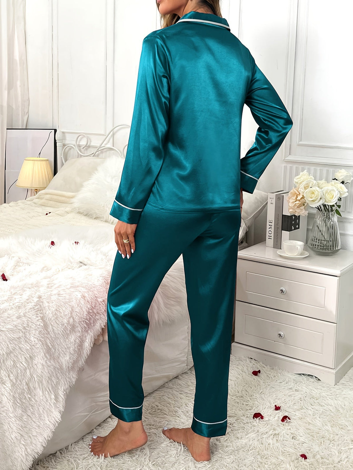 Vivienne | Women's Button-Front Pajama Set | Satin · PNY