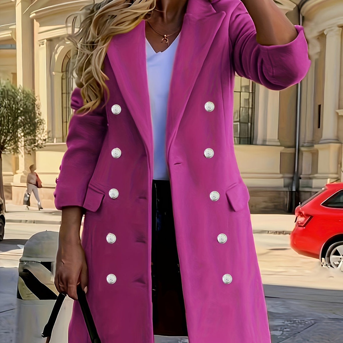 Vivienne | Women's Double-Breasted Overcoat | Notch Lapel · PNY