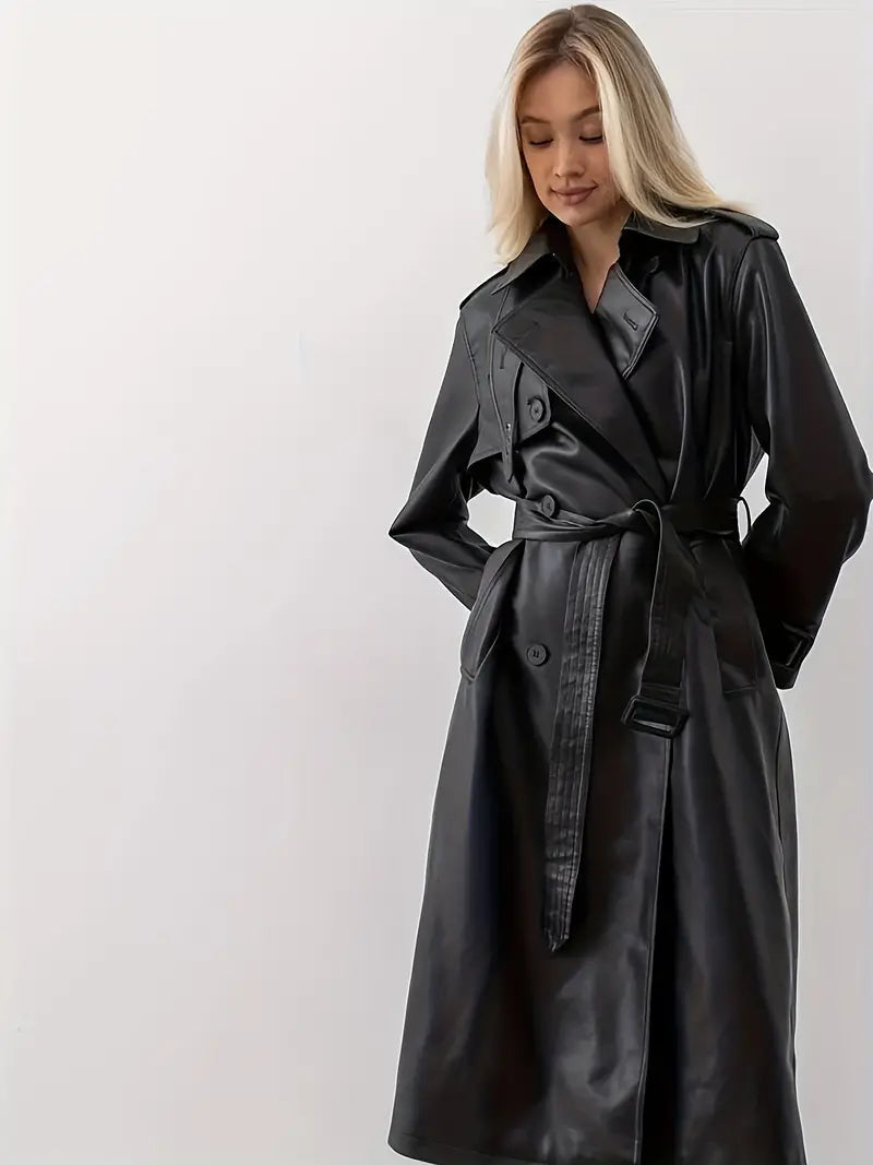 Vivienne | Women's Double-Breasted Trench Coat | Belted Waist · PNY