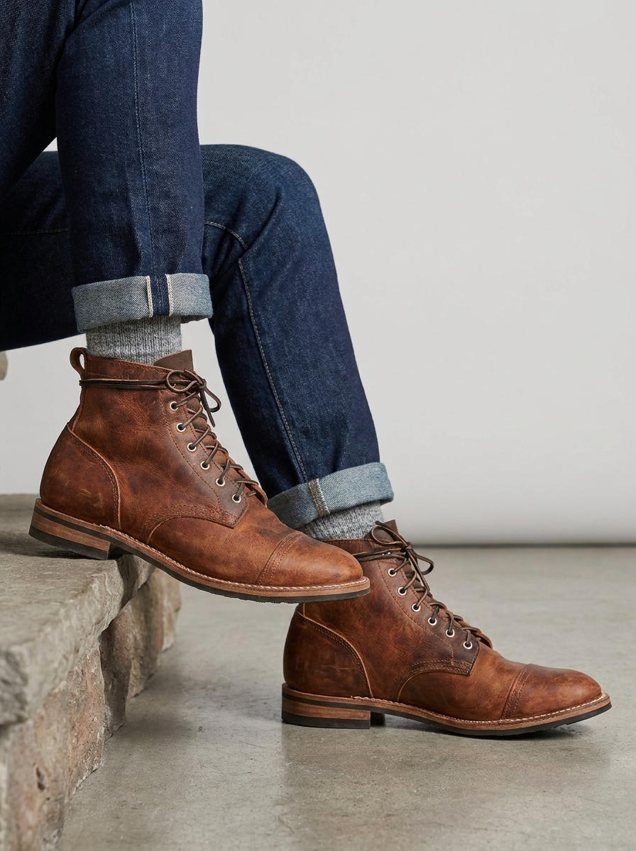 Wesley | Men's Lace-Up Boots | Cap Toe
