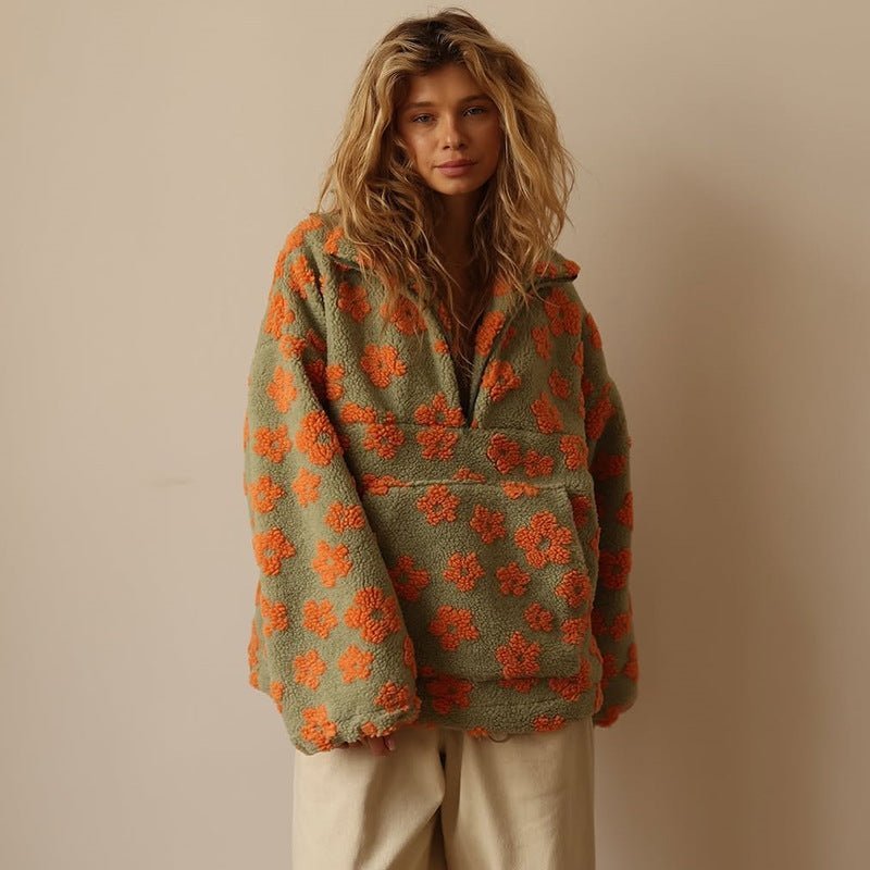 Willow | Women's Half-Zip Pullover | Floral Sherpa · PNY