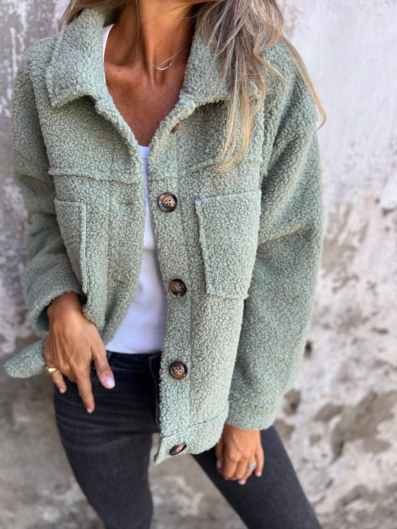 Willow | Women's Oversized Sherpa Jacket | Button-Front · PNY