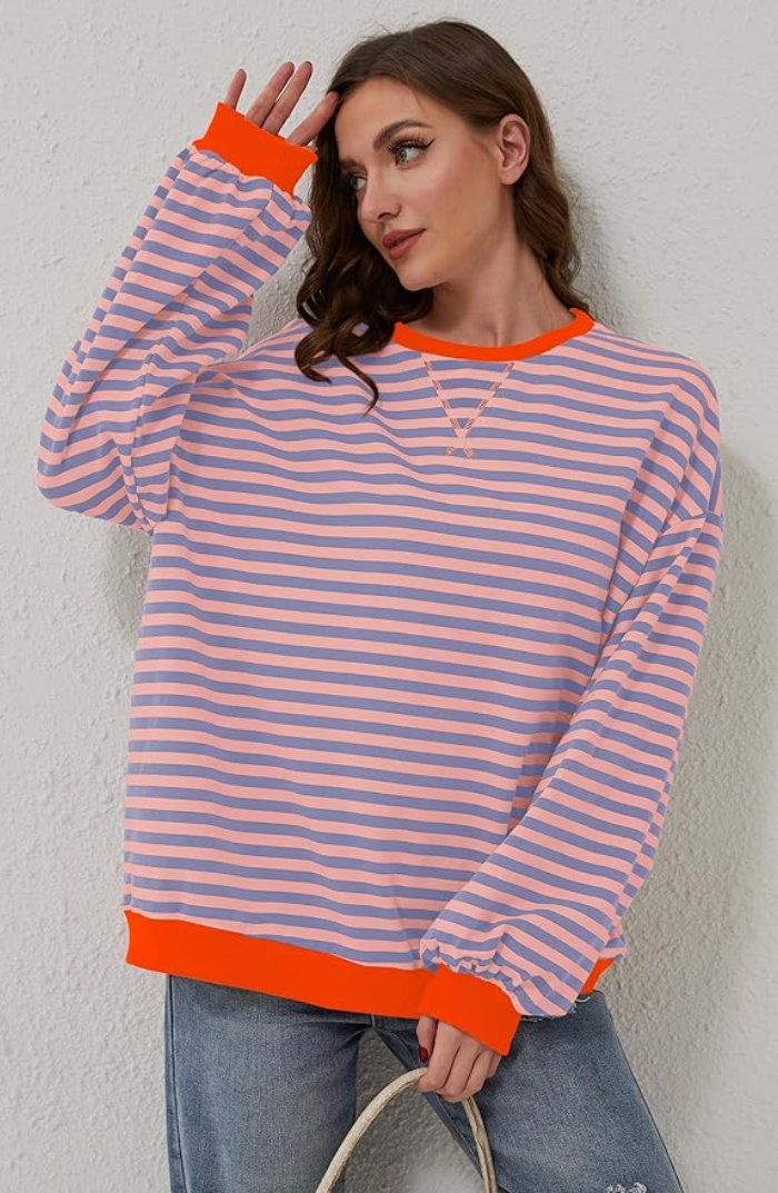 Willow | Women's Oversized Sweatshirt | Striped Print · PNY
