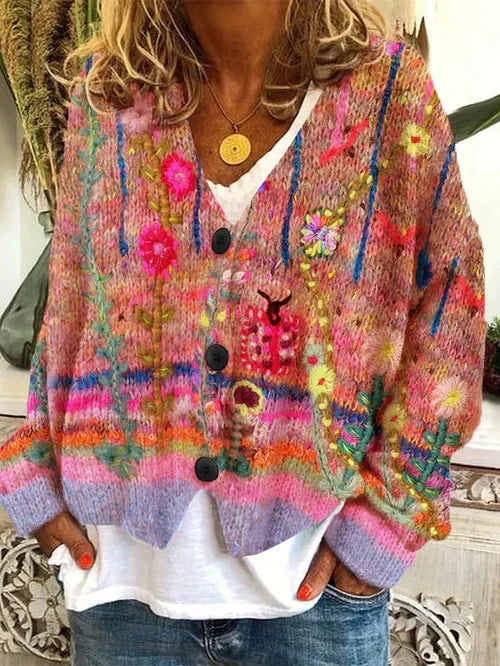Willow | Women's V-Neck Cardigan | Floral Knit · PNY
