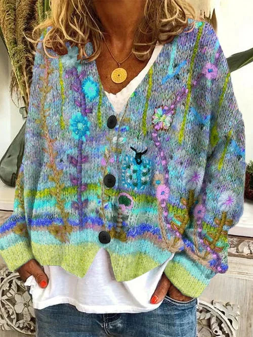 Willow | Women's V-Neck Cardigan | Floral Knit · PNY
