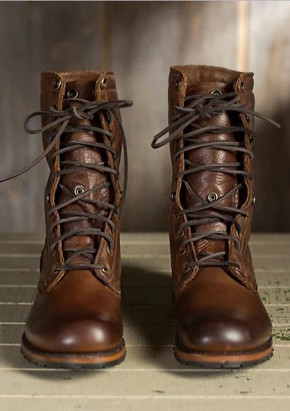 Freya | Women's Lace-Up Boots | Low Block Heel - PNY