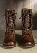 Freya | Women's Lace-Up Boots | Low Block Heel - PNY