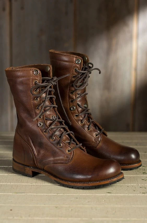 Freya | Women's Lace-Up Boots | Low Block Heel - PNY