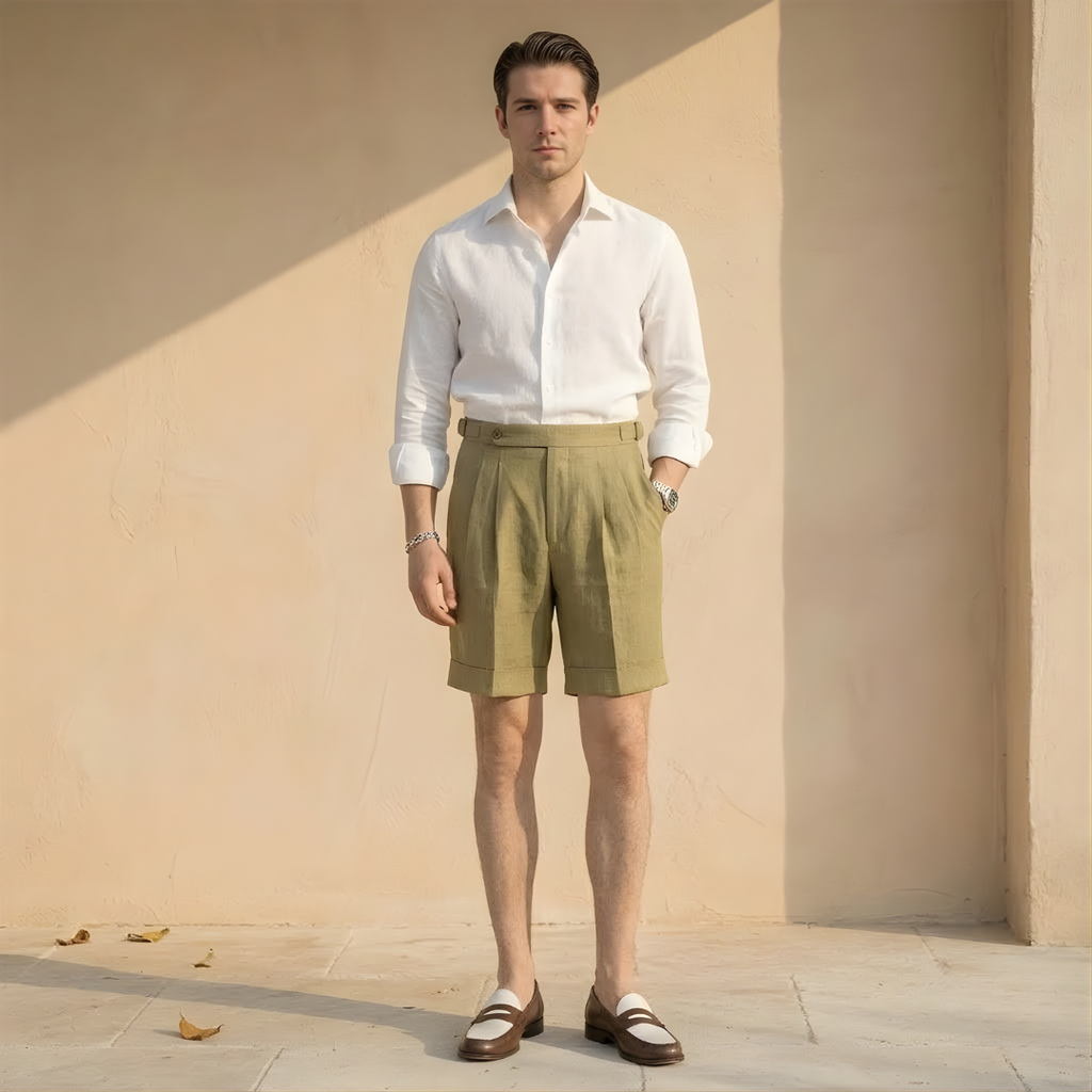 Preston | Men's Pleated Shorts | High Waist Vacation Shorts-Men Shorts-Pick NewYork