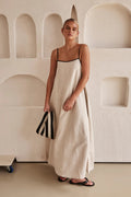 Riley | Women’s Solid Color Maxi Dress | Shoulder Straps Loose Shape Wedding Guest-Women Dress-Pick NewYork