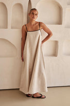 Riley | Women’s Solid Color Maxi Dress | Shoulder Straps Loose Shape Wedding Guest-Women Dress-Pick NewYork